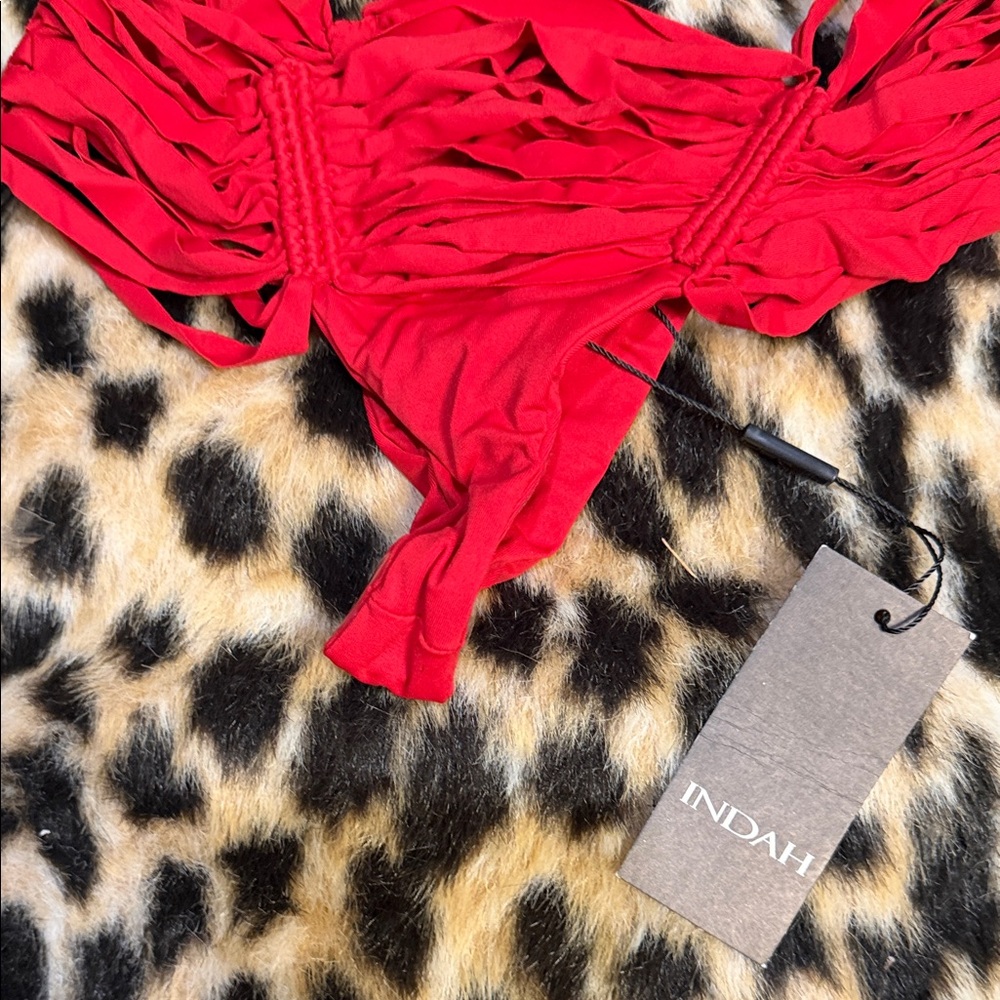 Indah Red Strappy Triangle Bikini Set - Picture 2 of 3